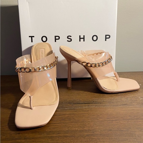 Topshop Women’s Square Open Toe Chain Heel NWT - Picture 5 of 10